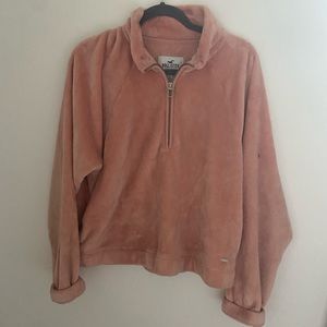 Peach fluffy quarter zip from Hollister.